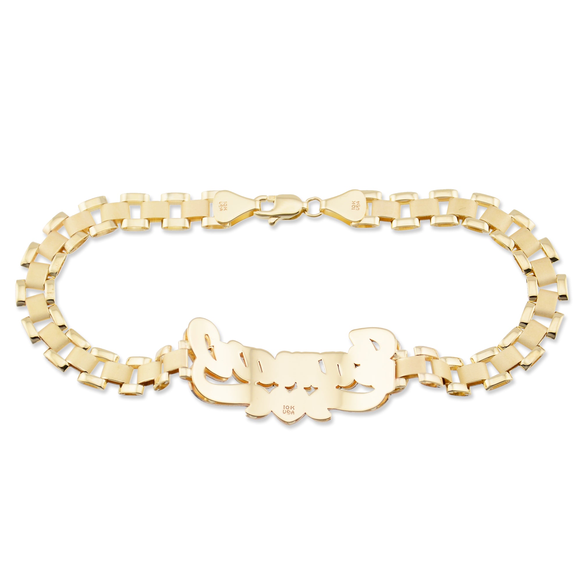10K yellow gold chino link ID bracelet with Santa Muerte – Exotic Diamonds